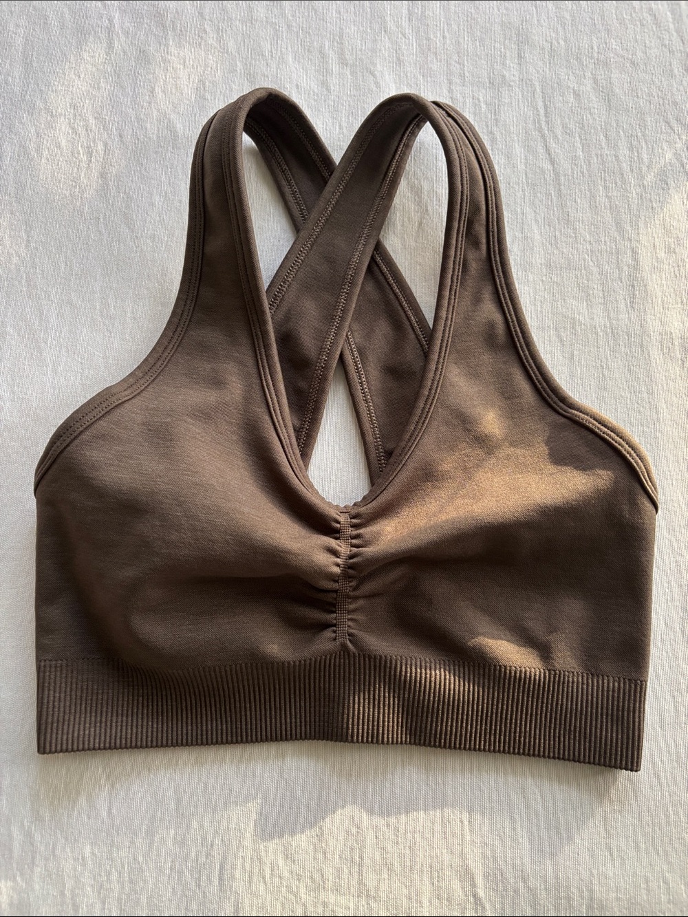 Alphalete Chocolate Brown Racerback Seamless Sports Bra NO INSERTS